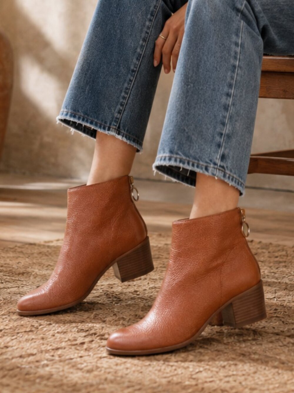 BEEK Pheasant Cognac Leather Ankle Boots Sz 9 NWOT $395